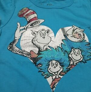 Blue Graphic Tee with Dr. Seuss Characters Size 3 T  NWT AND PENCILS